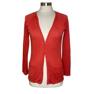 Maria Di Ripabianca Silk Linen Blend Knit Cardigan Front Pockets Women’s US 6
